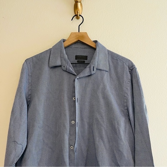 Zara Men's Blue Button Up Slim Fit Dress Shirt Size XL - Picture 3 of 6